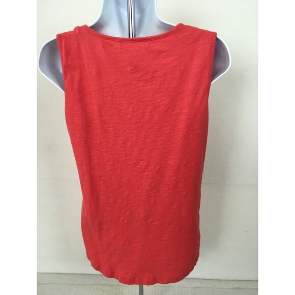 Lizwear Womens Top Size S Coral with White Lace Trim at Neckline Sleeveless - Picture 4 of 13
